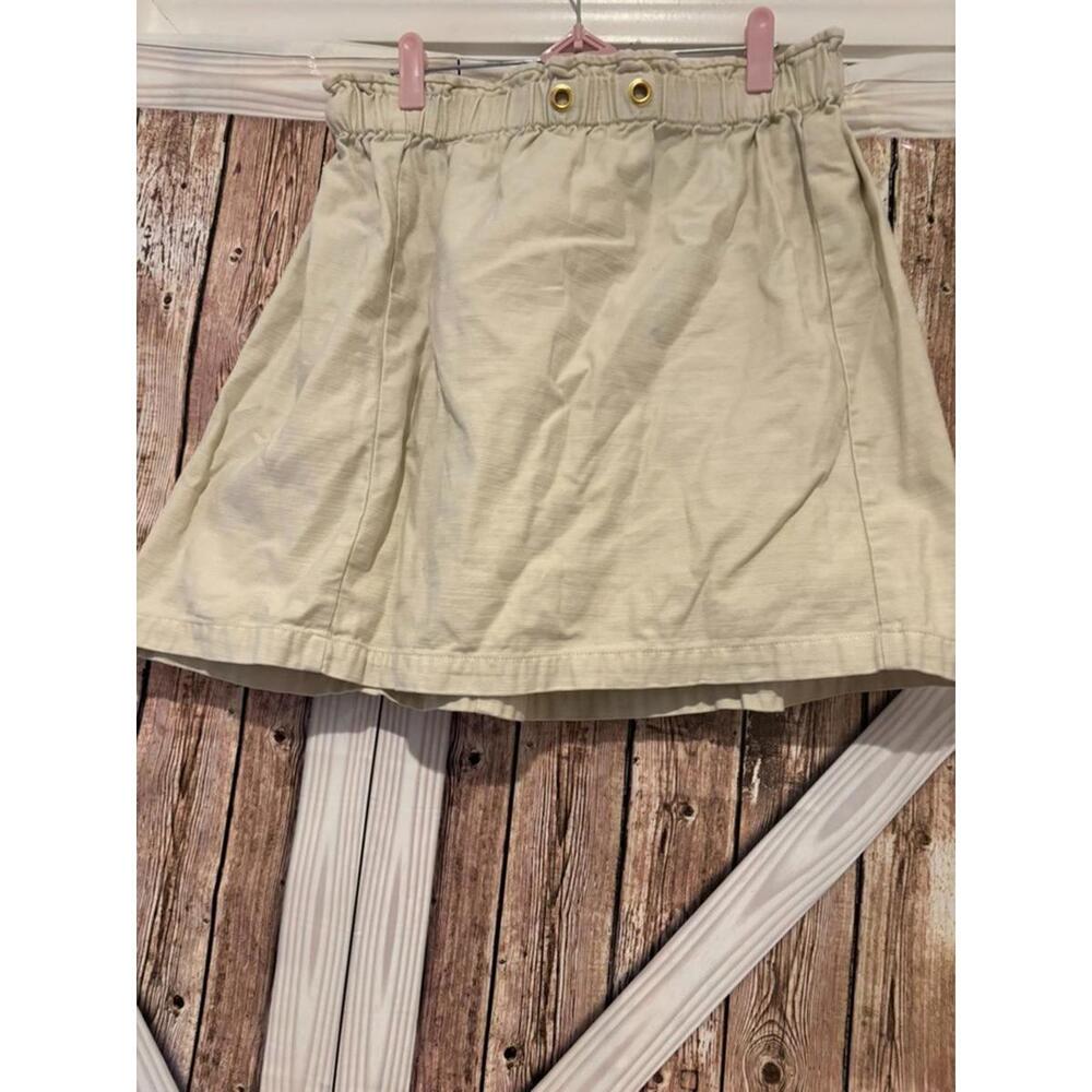 Womens ivory J Crew paper bag waist mini skirt sz L MISSING DRAWSTRING #337